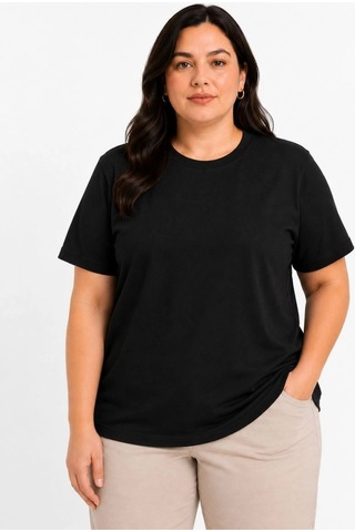 Wear Vexel Kadın Battal Big Size Basic Tişört Bisiklet Yaka Rahat Kalıp T-shirt - Siyah Çok Renkli