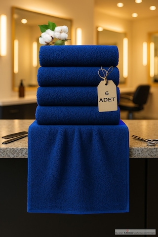 6 Tane Büyük Boy Pamuklu 50x90cm, Fitness Havlusu , Spor Havlusu , Kuaför Havlusu Lacivert