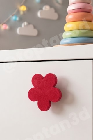 8 Adet - Kırmızı Çiçek Dolap Kulpu, Modern Mobilya Kulpu, Çiçek Kulp Kulp Vidası Dahildir - 5 Cm Sarı