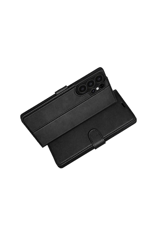 Samsung Galaxy S26 Ultra Uyumlu Kapaklı Cüzdanlı Kartvizitli Telefon Kılıfı Deri Cüzdan Siyah