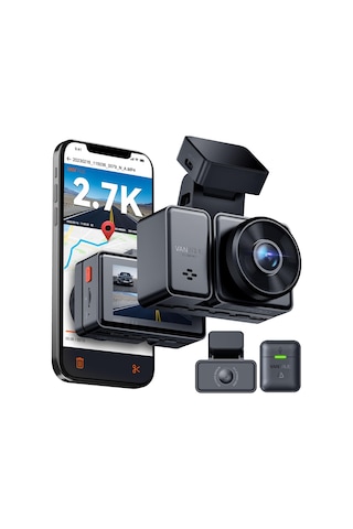Vantrue E2 2.7k+2.7k Araç Kamerası Araç Ön Arka 5ghz Wifi 9mb/s Gps, Uzaktan Kumanda Sesli Komutlar Araç Kamerası Çift 1944p/1440p Wdr Gece Görüş Tampon Park Modu Araç Kamerası, 2,45'' 320 G Sensör, Maks. 512 Gb