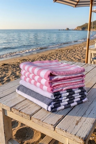 Zeynep Tekstil Stripe 2 Adet 75x150 Cm Plaj Havlusu Peştemal Havlu Renkli