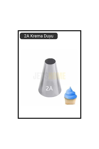 2a Yuvarlak Desen Krema Duyu Büyük Boy Pasta Duyu Paslanmaz Çelik Krema Torbası Ucu 2.4x1.2x3.8 Cm Metalik Gri