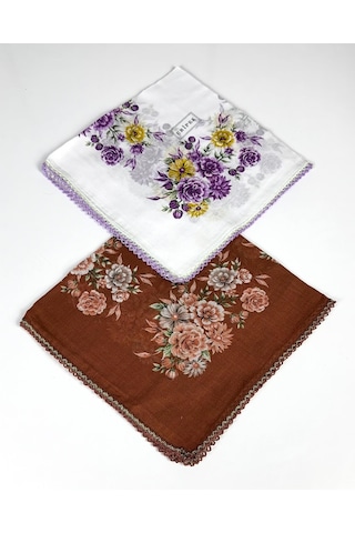 Eripek 2'li Paket Oyalı Pamuk Yazma 6594 Kiremit-beyaz