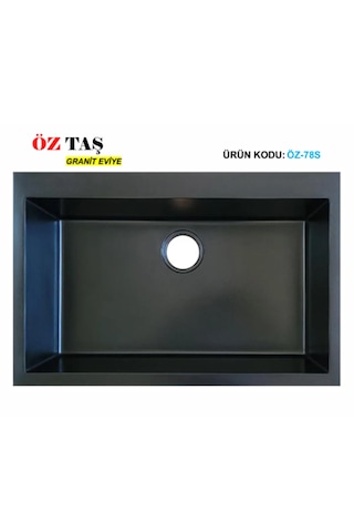 Öztaş ÖZ-78s Granit Mutfak Eviye Siyah Tek Gözlü 50 x 78 CM