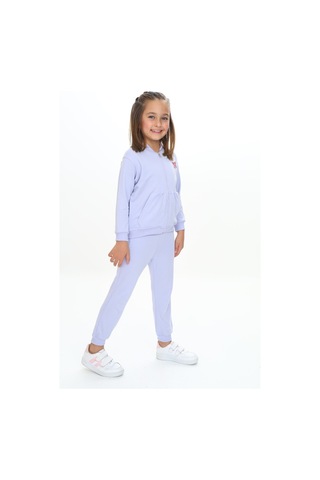 Toontoy Kids Toontoy Kız Çocuk Kanguru Cepli Göğsü Baskılı Eşofman Takım Mavi