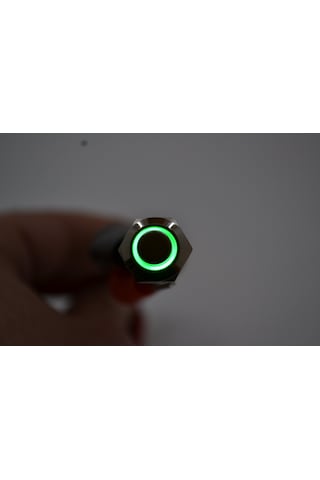 12 V Yeşil Işıklı Yuvarlak Metal 12 MM Yaylı Buton Anahtar