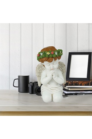 Homyl Giriş Rafı Bahçesi Için Dekoratif Dua Eden Melek Çocuk 19cmx10,7cm