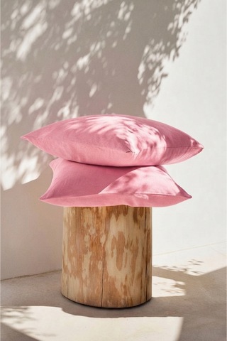 Pembe Renkli Pamuklu Ranforce Kumaş Kapaklı Yastık Kılıfı 2 Adet 50x70 Cm İndigo Mavi