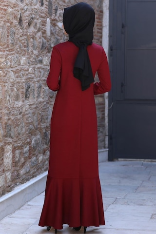 Azra Tesettür Elbise Bordo Bordo