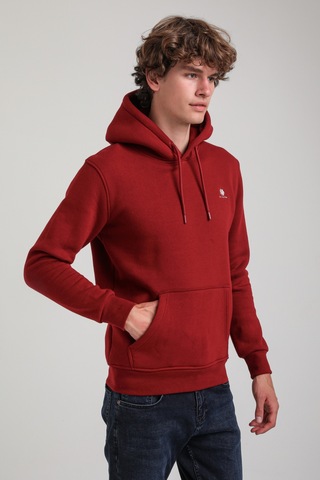 Kapüşonlu Bordo Slim Fit Hoodie 23fwm64069 Bordo