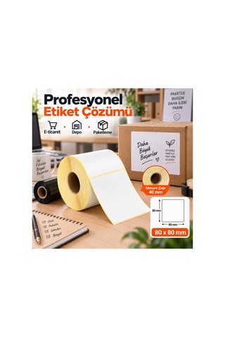 80x80 Mm Rulo Ribonlu Barkod Etiketi 40 Mm Masura 500 Sarım 1