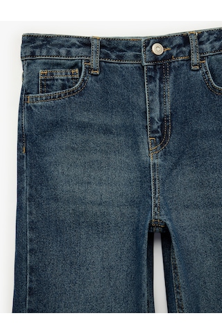 Koton Pamuklu Loose Fit Geniş Paça Denim Pantolon Orta İndigo 7wkg40005ad