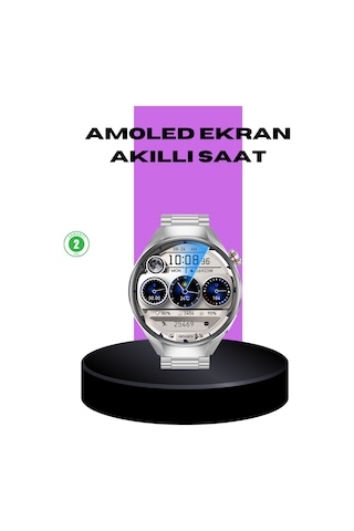 Akıllı Saat Metal Kordonlu Tam Ekran Amoled - Arama Ve Sağlık Takip Özellikli