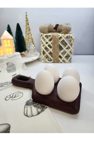 Hbs Art Design Ahşap 4 Lü Yumurtalık Saplı %100 Sapelli Ağacı