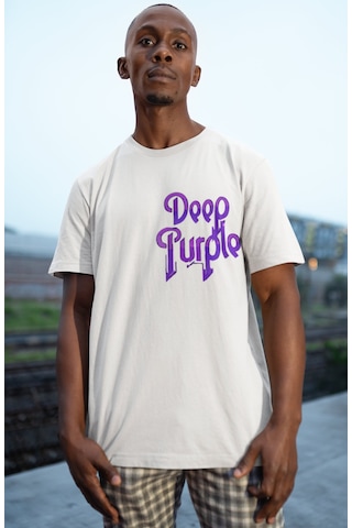 Sevbano Deep Purple Rock Metal Müzik Grubu Sırt Baskılı Unisex Oversize T Beyaz