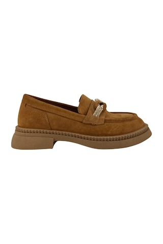 Albini 26101906s Taba Süet Deri Kadın Loafer Ayakkabı Taba