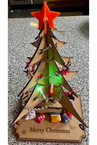 Ahşap Noel Yılbaşı Ağacı Masaüstü Dekor Noel Baba Noel Hediyesi