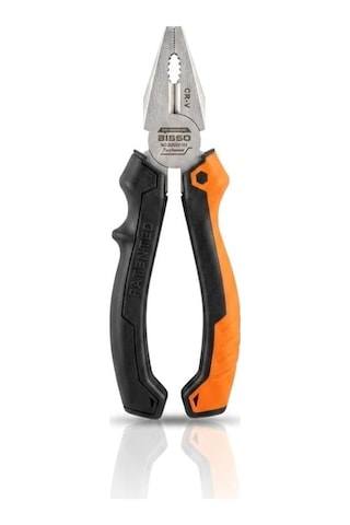 Bısso Profesyonel Kombine Pense 180mm / 7 - Birinci Kalite Cr-v Çelik, Usta Ve Tamirat Tipi Güçlendirilmiş Tel Kesici Ve Tutucu Pense, Ergonomik İzoleli Kaymaz Sap