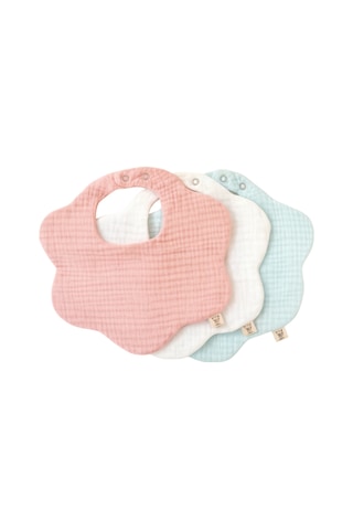 3'lü %100 Pamuklu Organik Soft Renkler 8 Katlı Müslin Bebek Önlük / Salya Önlüğü/nikel Free Çıtçıt