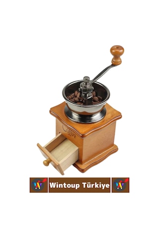 Premium Çok Şık Çelik Değirmenli Taze Aroma Koruyucu Nostaljik Görünüm Manuel Ahşap Kahve Değirmeni Çok Renkli