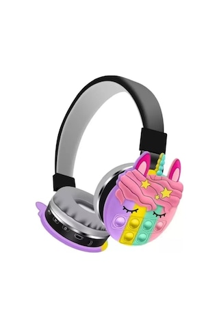 Kt-55c Unicorn Popit Kablosuz Kulaklık Şarjlı Kulaküstü Bluetooth Kulaklığı Mikrofonlu Hafıza Kartı Girişli Sevimli Kulaklık