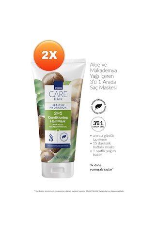 Care Aloe Ve Makademya Yağı İçeren 3 U 1 Arada Saç Maskesi 200ml İkili Paket