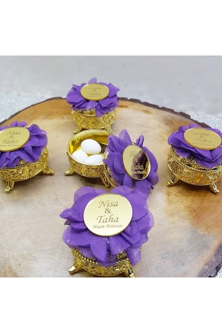 Ayaklı Yuvarlak Kutu Üzeri Pleksi Nikah Şekeri 30 Adet