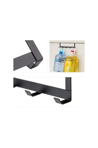 Besthome1 5 Kanca Rustsuz Kapı Kurulu Beşik Dolap Organizatörü, Delme Yok Kurulum, 5 Kg Yük Kapasite, Siyah Demir Malzeme Siyah