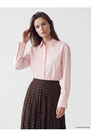 Lcw Modest Pembe Poplin Kadın Gömlek Tunik
