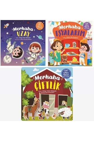 Merhaba Serisi Cırt Cırtlı Hikaye Kitapları 3'lü Set Merhaba Çiftlik - Eşyalarım - Uzay