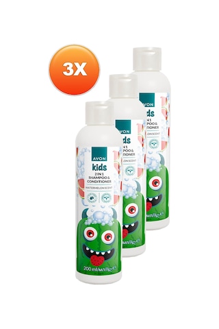Avon Kids 2'si 1 Arada Karpuz Kokulu Çocuk Saç Kremi Ve Şampuanı 3 x 200 ML