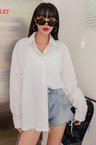 Tarz Cool Oversize Basic Uzun Kollu Gömlek Siyah Beyaz