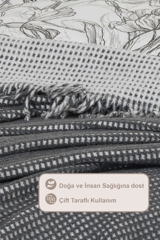 Elart Carlos Battaniye Çift Kişilik Waffle 200x220 Cm Antrasit Antrasit