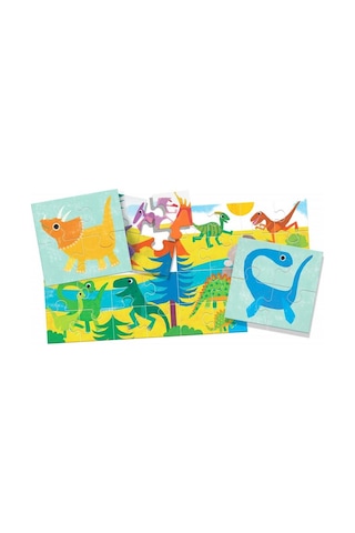 Headu 8+1 Çift Taraflı Dinozorlar Puzzle
