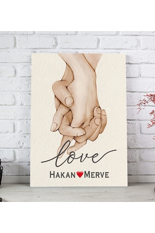 Bk Gift Kişiye Özel Sevgili El Ele Tasarımlı Kanvas Tablo-2 20x30 , Sevgiliye Hediye, Sevgililer Günü Hediyesi Kobitmeyencom33670 Bk Gift