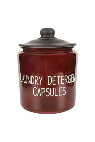 3,8 L Cam Deterjanlık Kavanoz Amber Renk, Kapaklı Laundry Detergent Capsules Saklama Kabı, Çamaşır Deterjan Kapsülü Ve Pod Düzenleyici 7009