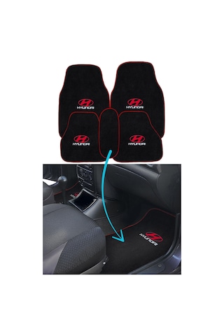 Hyundai Accent Yumurta Kasa Nakış İşlemeli 5 Parça Siyah Araç Oto Halı Paspas 1996-2000