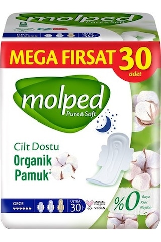 Molped Pure & Soft Hijyenik Ped Gece 6 x 30'lu