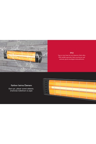 Dysis DH-7452 Art Plus Karbon Serisi IP65 Suya-Toza Dayanıklı 2300 W Siyah İç/Dış Mekan Isıtıcı