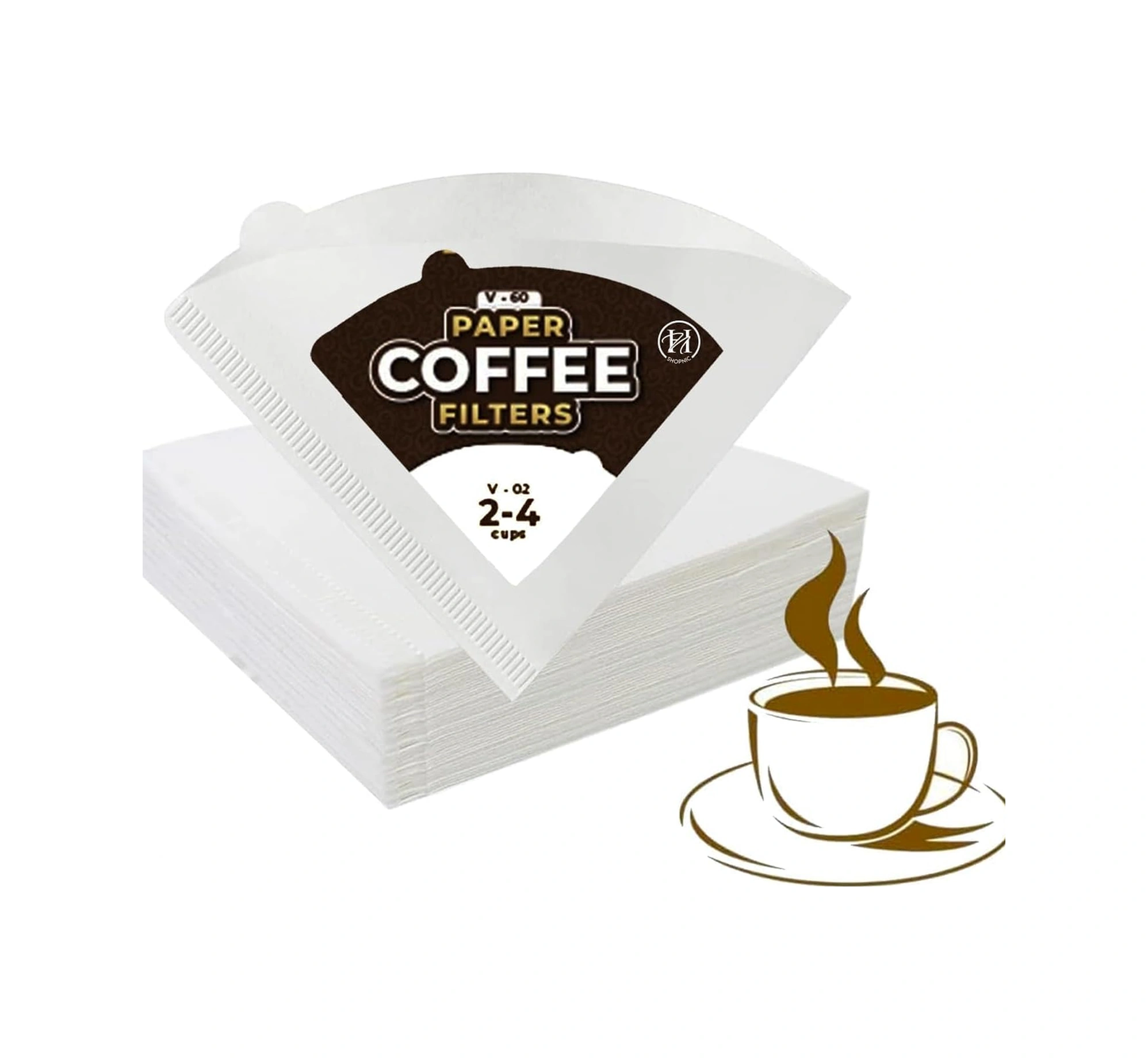 Yunboo Kahve Filtre Kağıdı: Ultra İnce Delikli, İki Katlı, Koku Artırıcı - V60, Moka Pot, El Filtre Uyumlu, 100 Adet Beyaz