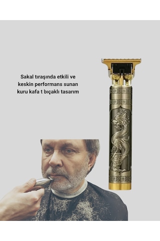 Şarjlı - 97 - T Bıçaklı Saç Ve Sakal Tıraş Makinesi 3 Başlıklı, Güçlü Motorlu, 2 - Glblseme - Saat Kullanım