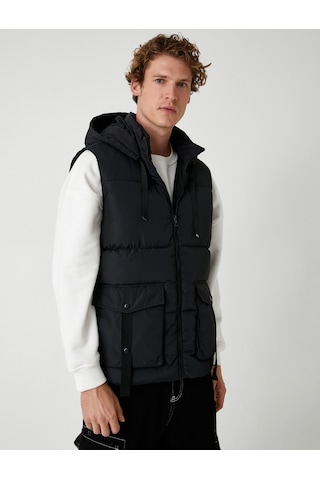Koton Şişme Yelek Slim Fit Fermuarlı Siyah 5wam20042hw Siyah