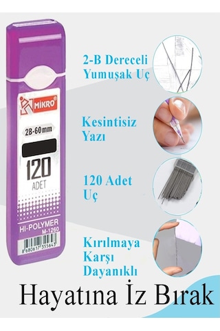 Kalem Ucu 120 Li 0.5 Mm 2b 1 Adet Çoklu Versatil Kalem Uç Mekanik Uçlu Otomatik Kurşun Mikro Kalem Ucu 60 Mm Yumuşak