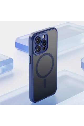 Rock Apple Uyumlu iPhone 14 Pro Anti-drop Lens Korumalı Magsafe Kılıf Mavi Mavi