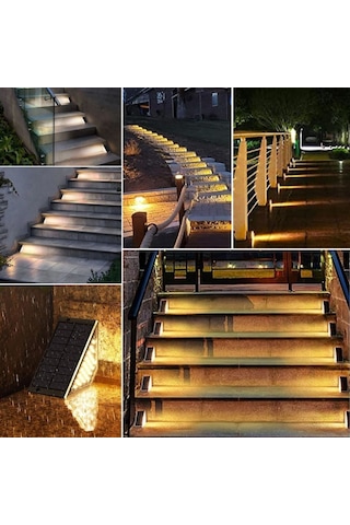 Zmc Bilişim 8 Adet Üçgen Güneş Enerjisi İle Şarj Olan Dış Mekan Solar Basamak Köşe Lambası