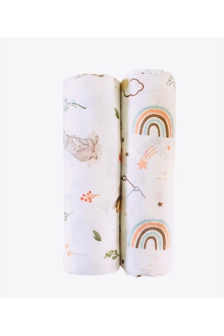 Juniperus Tavşan 110 X 110 Cm Çok Amaçlı 2'Li Müslin Örtü Battaniye Çok Renkli