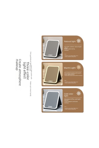 Geeroyoo Taşınabilir Led Makyaj Aynası - Çift Katlı Folding Tasarım - Usb Şarjlı - 3 Renk Işık - Dokunmatik Parlaklık Regülasyonu - Beyaz Mini Boyut Diğer