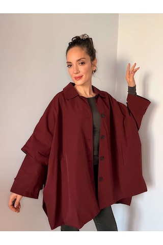 Ali Butik Bordo Panço Model Trençkot Bordo
