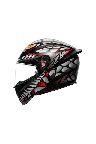 Agv Kask/K1 S E2206 Lyzard Mat Gri - Kırmızı - Siyah